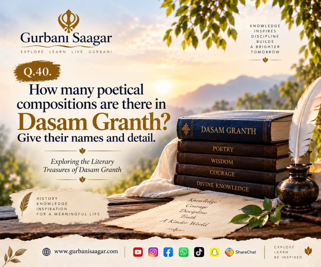 Q.40. How many poetical compositions are there in Dasam Granth? Give their names and detail. img 20260911 wa0036