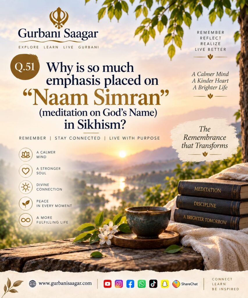 Q.51. Why is so much emphasis placed on "Naam Simran" (meditation on God's Name) in Sikhism? img 20260912 wa0000