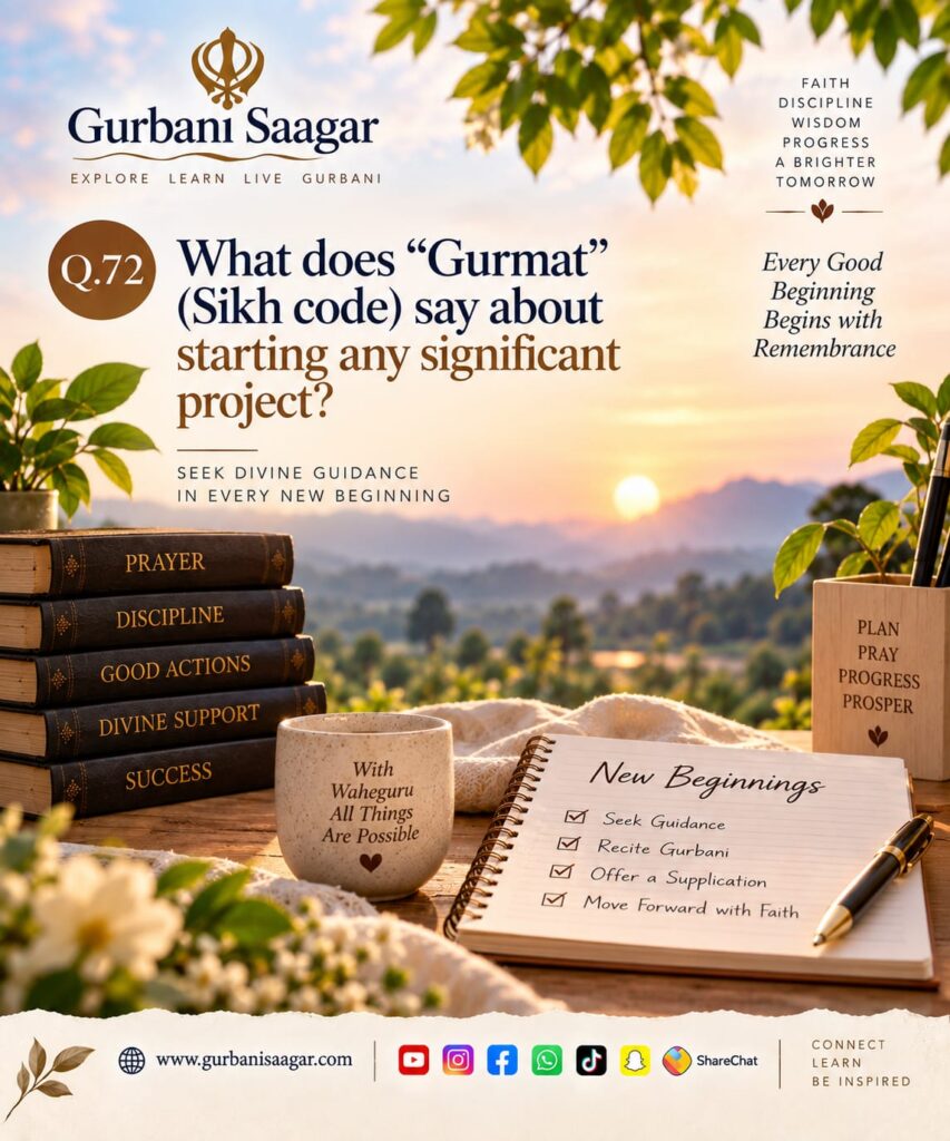 Q.72. What does "Gurmat" (Sikh code) say about starting any significant project? img 20260913 wa0002