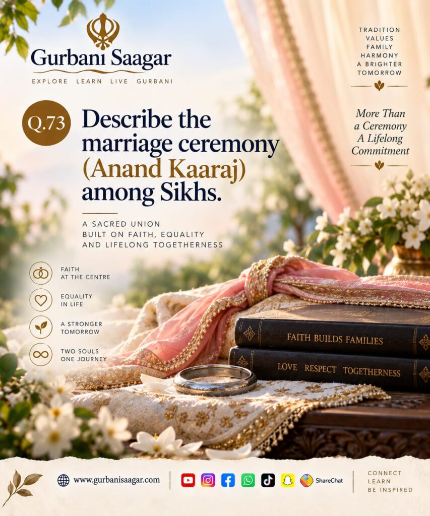 Q. 73. Describe the marriage ceremony (Anand Kaaraj) among Sikhs. img 20260913 wa0003