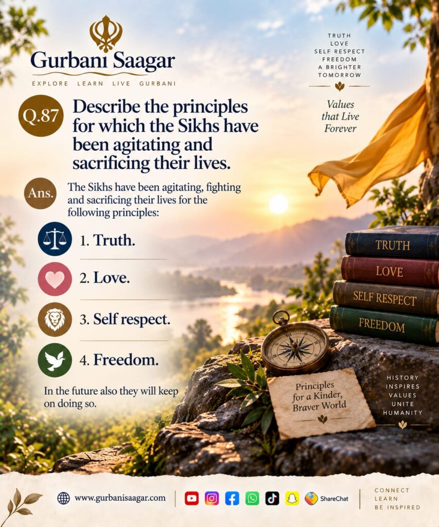 Q. 87. Describe the principles for which the Sikhs have been agitating and sacrificing their lives. img 20260913 wa0017