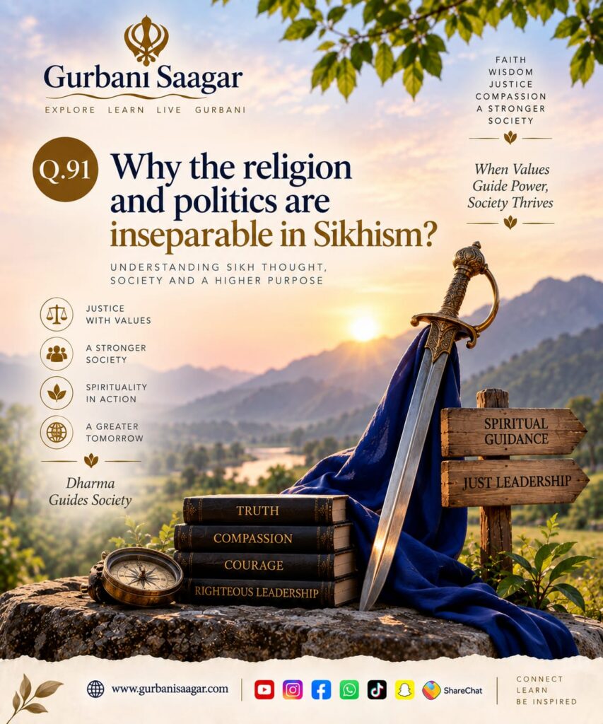 Q. 91. Why the religion and politics are inseparable in Sikhism? img 20260913 wa0021