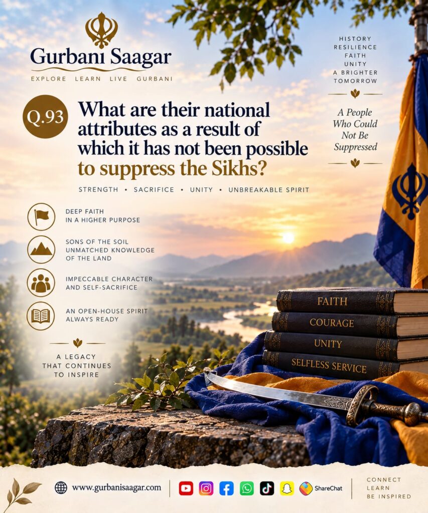 Q. 93. What are their national attributes as a result of which it has not been possible to suppress the Sikhs? img 20260913 wa0023